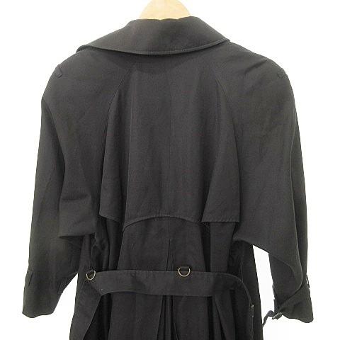 【美品】アクアスキュータム Aquascutum コート ベルト付き ブラック Aquascutum (アクアスキュータム) 無地 裏地チェック ウエストベルト