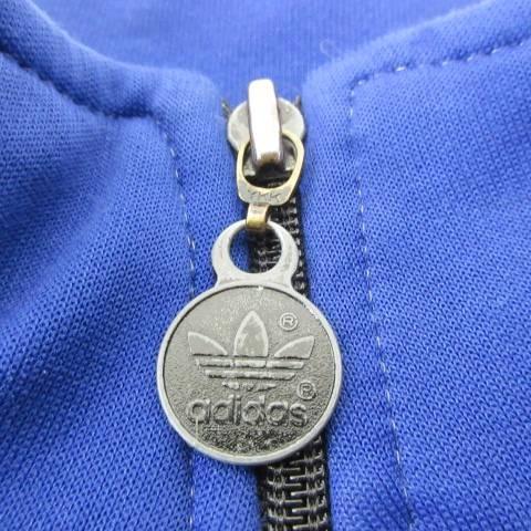 【中古】アディダス 80s ヴィンテージ トラックトップ ジャケット ライン ロゴ 薄手 約Mサイズ 青 ■MET1 メンズ adidas（アディダス） adidas 80s ヴィンテージ トラックトップ