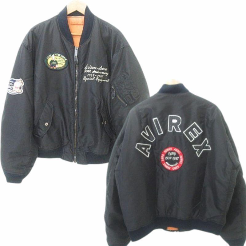 ラ*ん様 AVIREX MA-1ジャケット 刺繍Johnny U.S.A オリー AVIREX
