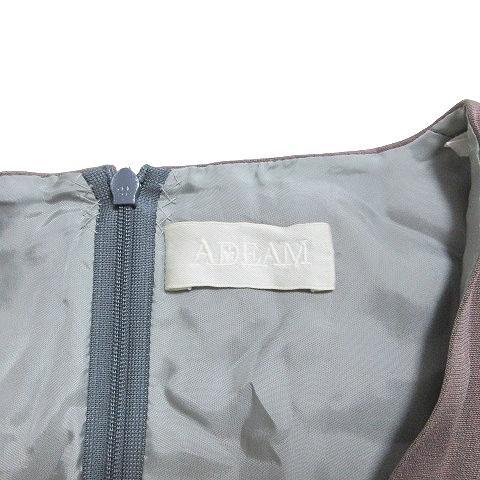 アディアム ADEAM 光沢 ワンピース ひざ丈 ノースリーブ バイカラー 2
