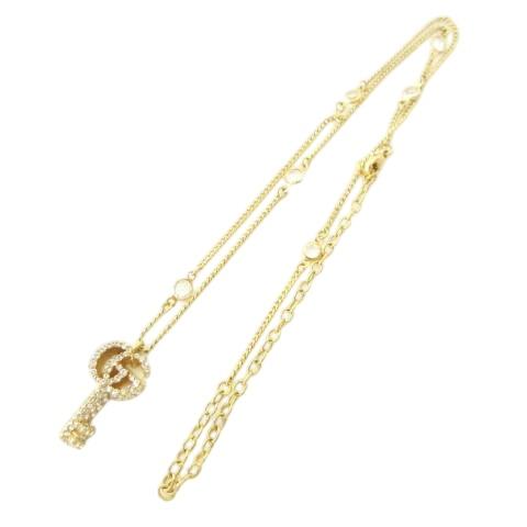 GUCCI（グッチ） 美品 キー ダブルG ネックレス クリスタル ストーン