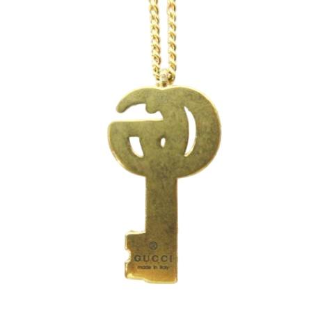 GUCCI（グッチ） 美品 キー ダブルG ネックレス クリスタル ストーン