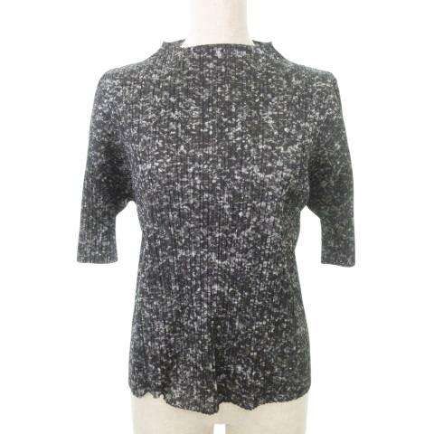 【中古】プリーツプリーズ 美品 PP83-JK181 半袖 カットソー 総柄 ボートネック 薄手 3 約Lサイズ 黒 レディース プリーツプリーズ PLEATS PLEASE 美品 PP83-JK181 半袖 カットソー 総