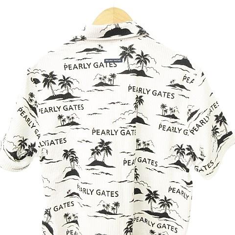 パーリーゲイツ PEARLY GATES 美品 半袖 ポロシャツ ヤシの木 総柄