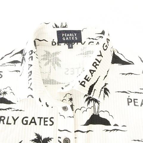 パーリーゲイツ PEARLY GATES 美品 半袖 ポロシャツ ヤシの木 総柄