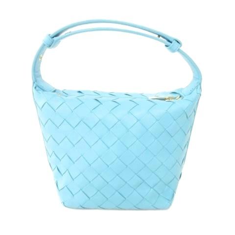 【中古】ボッテガヴェネタ BOTTEGA VENETA キャンディ ウォレス ハンド バッグ  レザー スクエア 青 ブルー レディース BOTTEGA VENETA（ボッテガ・ヴェネタ） キャンディ ウォレス ハンド
