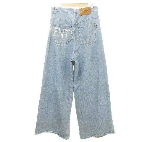 ヴェトモン VETEMENT ロゴ デストロイ バギーデニム パンツ ジーンズ 