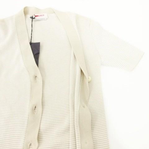 PRADA（プラダ） 美品 タグ付き ボーダー 半袖 カーディガン ニット 40
