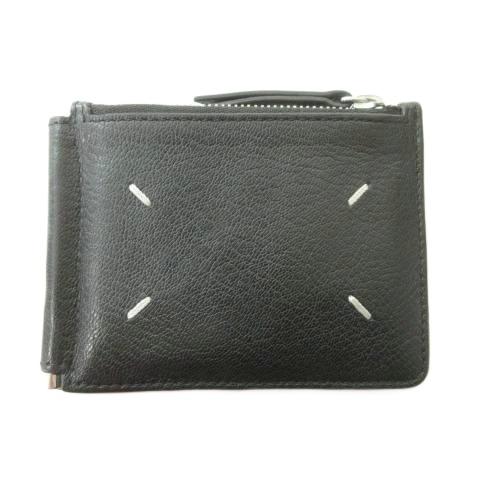 【中古】メゾンマルジェラ 24年 マネークリップ 二つ折り 財布 小銭入れ イタリア製 レザー 黒 ブラック メンズ メゾンマルジェラ Maison Margiela 24年 マネークリップ 二つ折り 財布