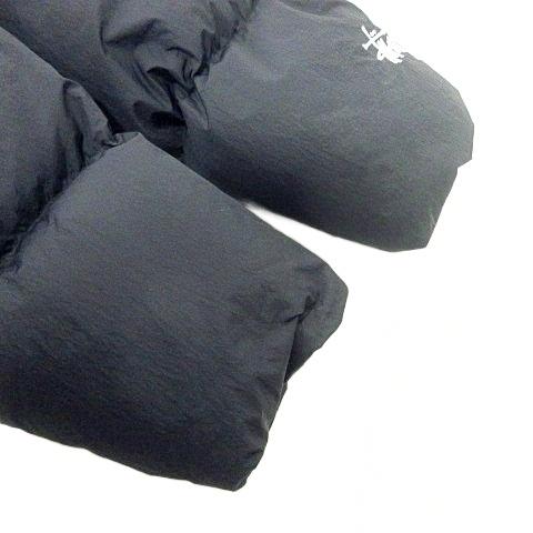 【中古】ステューシー STUSSY ダウンジャケット アウター ナイロン マット地 袖口ロゴ Mサイズ 黒 ブラック ☆AA★ STUSSY（ステューシー） ダウンジャケット アウター ナイロン マット地