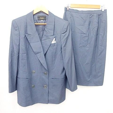 【中古】レリアン Leilian スカートスーツ セットアップ 背抜き 13+ 大きいサイズ グレー ORG A1127 レディース レリアン Leilian スカートスーツ セットアップ 背抜き 13+ 大きい