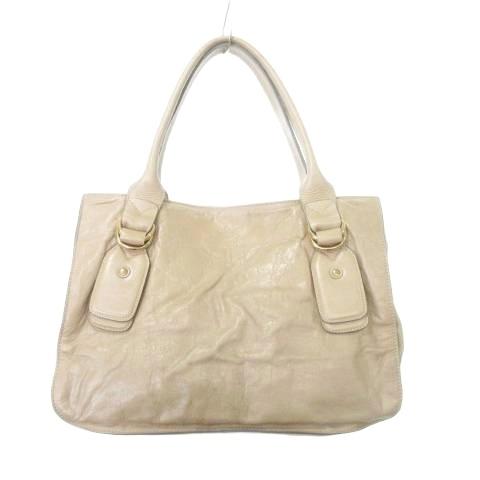 Chloe（クロエ） ベイ ハンド トートバッグ レザー 無地 ベージュ ORG 