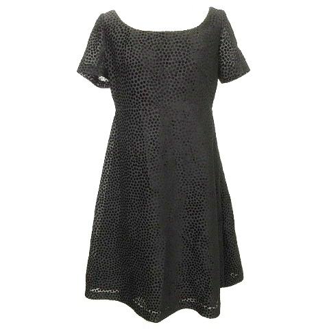 シビラ SYBILLA ドット ワンピース 半袖 切替 フレア 42 黒 ブラック