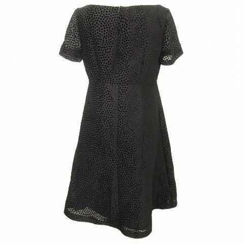 シビラ SYBILLA ドット ワンピース 半袖 切替 フレア 42 黒 ブラック