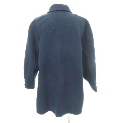 レリアン Leilian Pコート ウール ダブル 無地 厚手 13+ Lサイズ 青