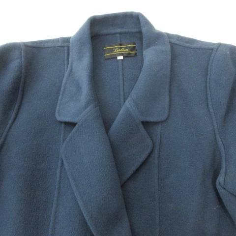 レリアン Leilian Pコート ウール ダブル 無地 厚手 13+ Lサイズ 青