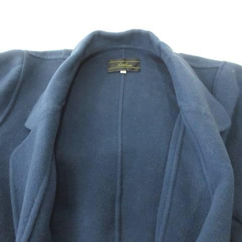 レリアン Leilian Pコート ウール ダブル 無地 厚手 13+ Lサイズ 青