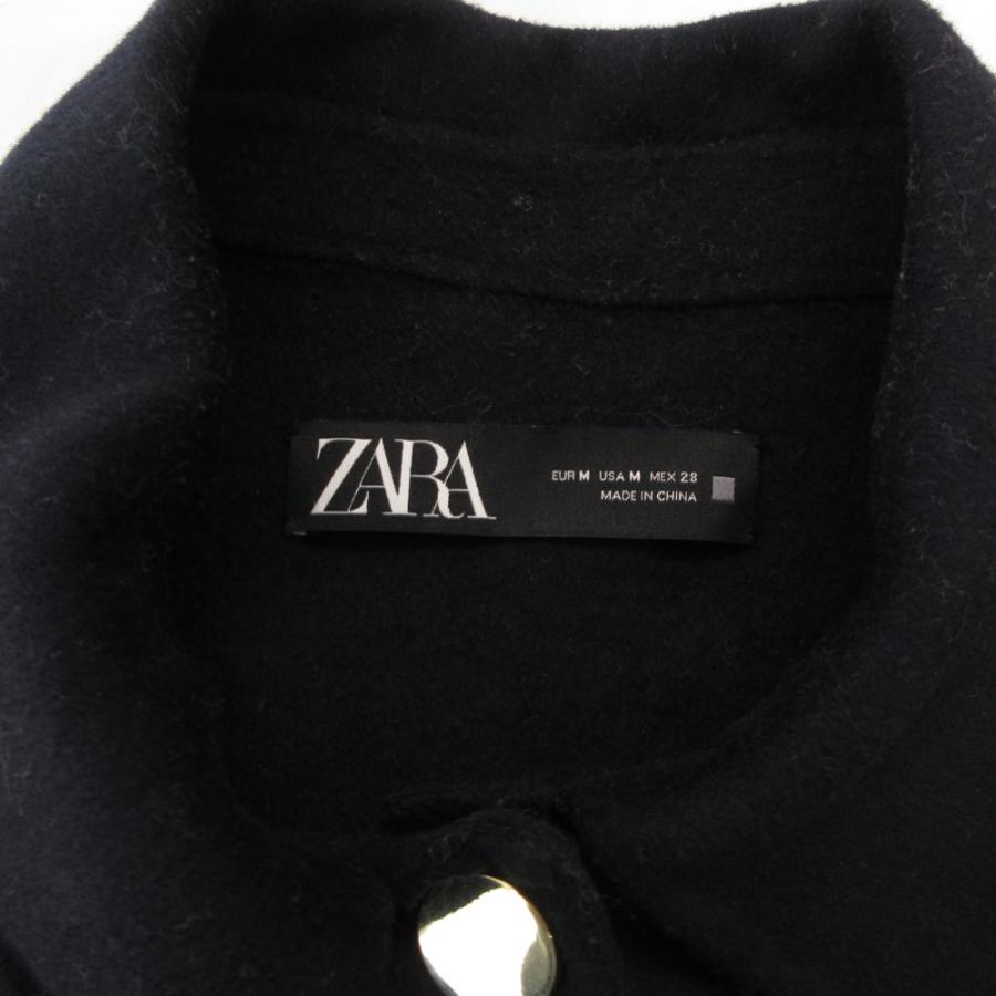 ZARA（ザラ） コート M ステンカラー ミドル丈 金ボタン 紺 ネイビー