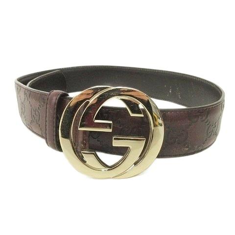 GUCCI（グッチ） インターロッキングG シマ ベルト レザー イタリア製
