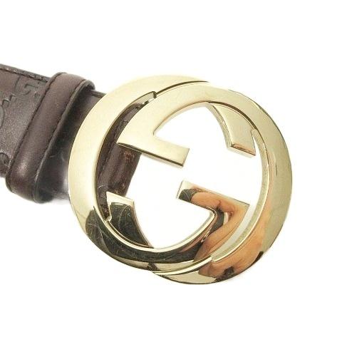 GUCCI（グッチ） インターロッキングG シマ ベルト レザー イタリア製