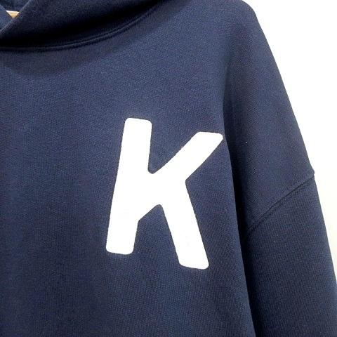 【レアデザイン】美品★KENZO パーカー 総柄 プルオーバー ネイビー L程度 ケンゾー KENZO 国内正規 ラッキータイガー パーカー プルオーバー