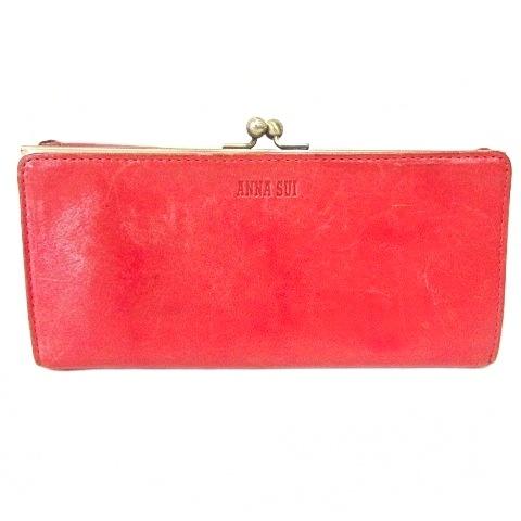 ANNA SUI（アナスイ） 長財布 がま口 バタフライ レザー ベリー ピンク