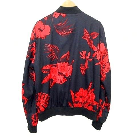 ZARA（ザラ） 美品 ブルゾン ジャケット 花柄 M 黒 ブラック 赤 レッド