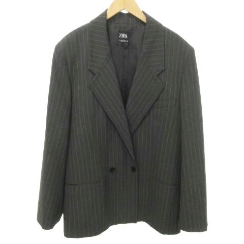 ZARA（ザラ） テーラード ジャケット ダブル ストライプ 肩パッド 厚手