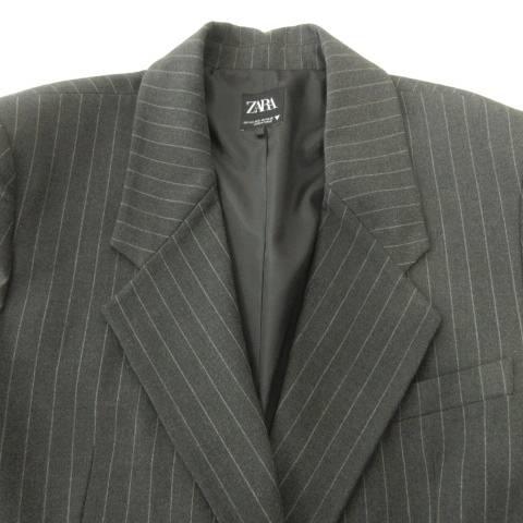 ZARA（ザラ） テーラード ジャケット ダブル ストライプ 肩パッド 厚手