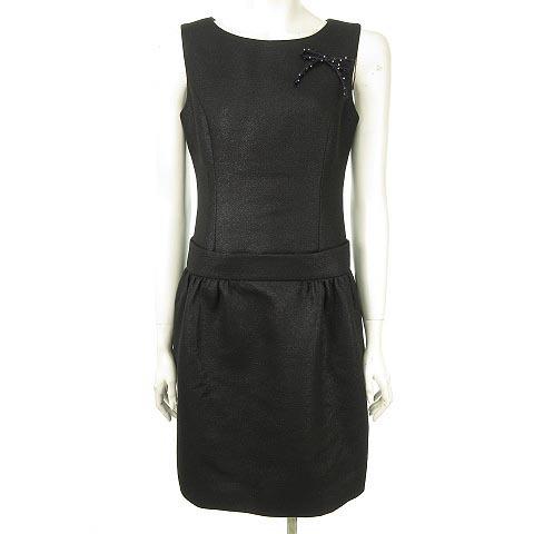 スペシャルset価格 中古 ルネ Rene ノースリーブワンピース コクーン フランス Dutel Creation社製生地 リボンコサージュ付き 34 黒 ネイビー Ibo1 レディース ベクトル 古着 人気絶頂 Www Skylanceronline Com