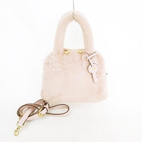 サマンサタバサプチチョイス Samantha Thavasa Petit Choice フェイクファーショルダーバッグ ピンク 2wayバッグ キーモチーフチャーム付 053 ブランド古着販売のベクトル 通販 Yahoo ショッピング