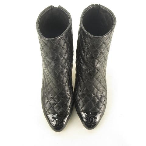 シャネル CHANEL 美品 G31915 キルティング ショート ブーツ 35.5C