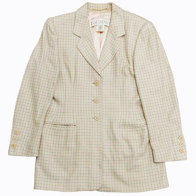 エスカーダ ESCADA カシシル カシミヤ シルク チェック テーラード 
