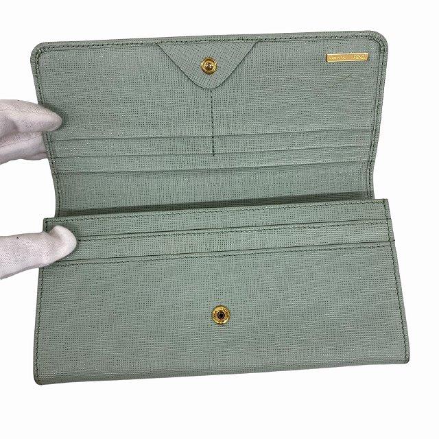 フェンディ FENDI 2つ折り 長財布 ロングウォレット ロゴ金具 ミント 