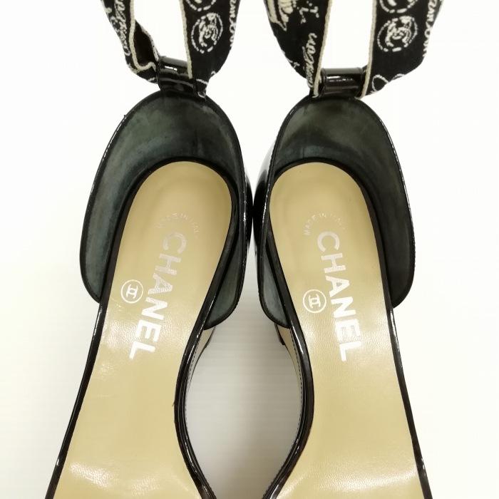 シャネル CHANEL カンボンライン リボン ストラップ プラットフォーム 