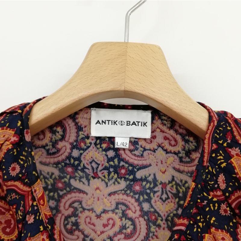 アンティック バティック ANTIK BATIK レーヨン ペイズリー ブラウス フリル バルーンスリーブ L / 42 ネイビー ボルドー レディース｜vectorpremium｜06