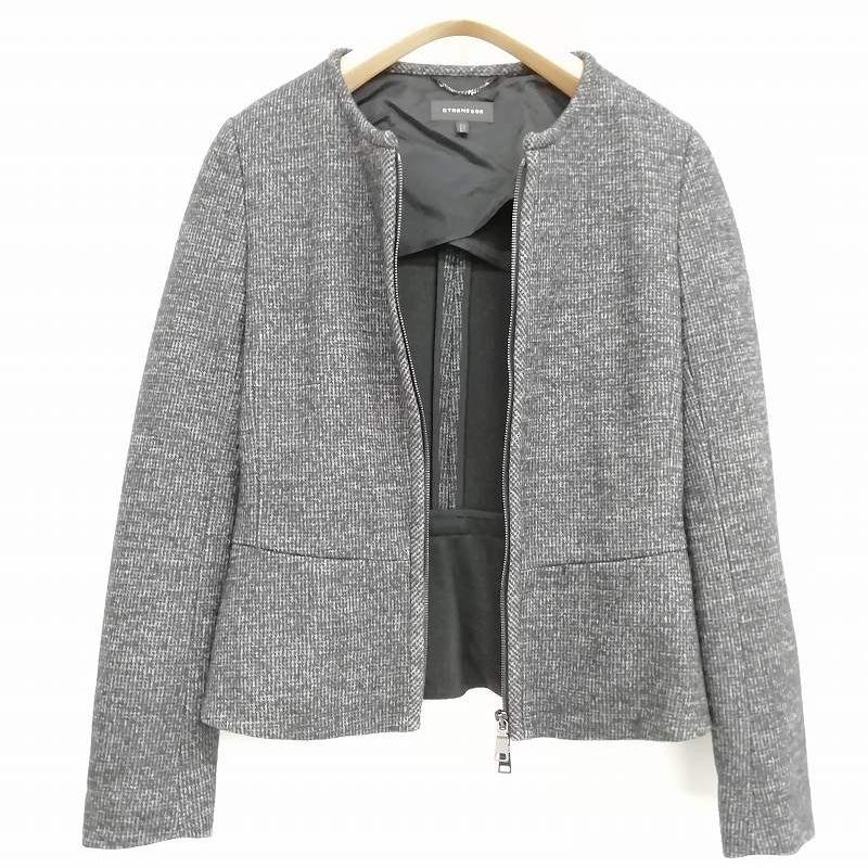 ストラネス STRENESSE ノーカラージャケット 厚手 レーヨン コットン 