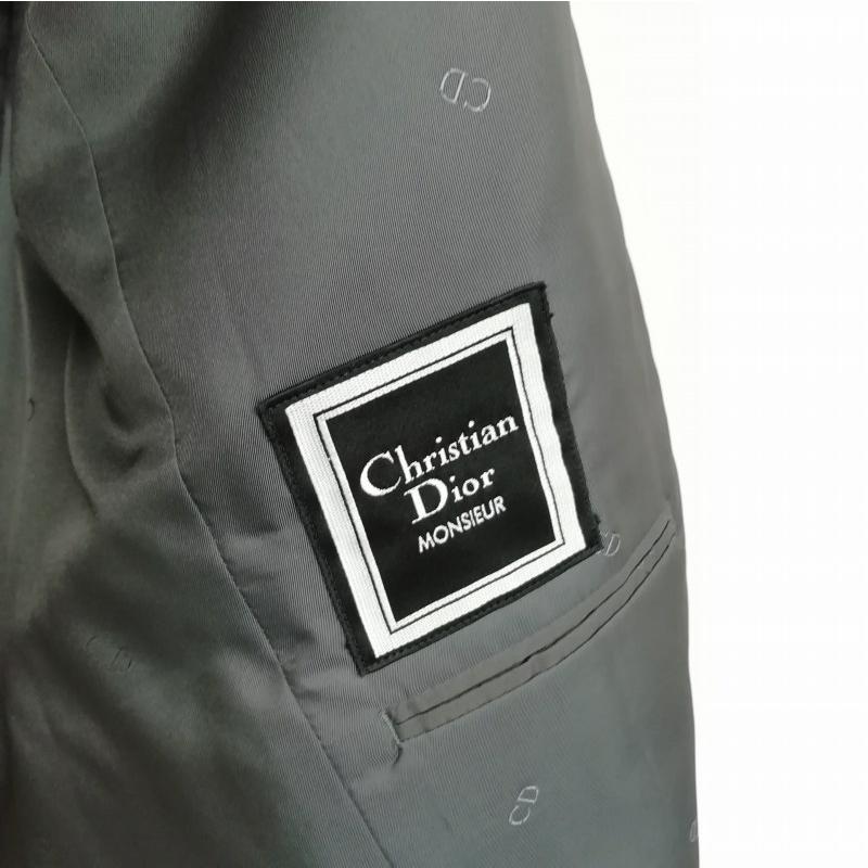 クリスチャンディオール Christian Dior ムッシュ シングル 2B ジャケット テーラード ブレザー ヘリンボーン チェック A6 ネイビー メンズ｜vectorpremium｜06