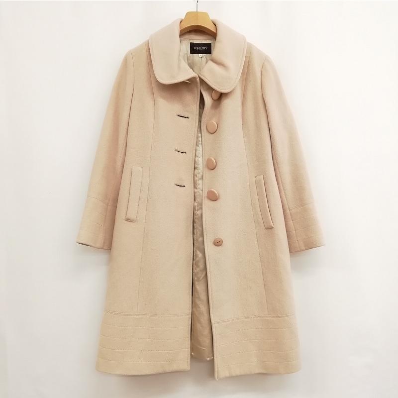 ロングコート JUSGLITTY☆アンゴラ65%☆ノーカラー☆コート