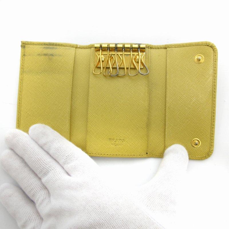 PRADA（プラダ） キーケース サフィアーノレザー 6連 ロゴ 黄 イエロー