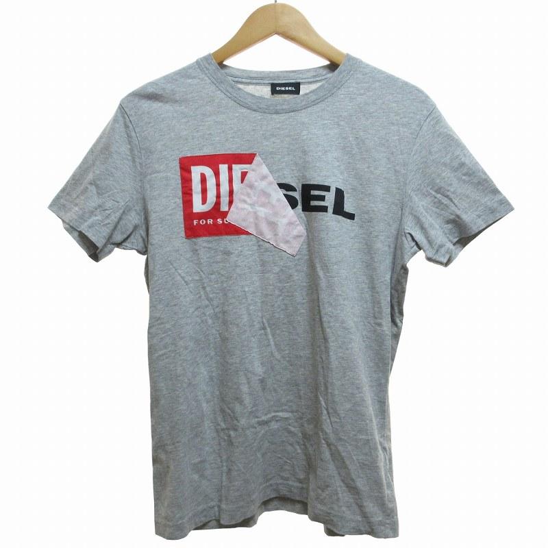 DIESEL ディーゼル Tシャツ カットソー 半袖 プリント S グレー /ES 