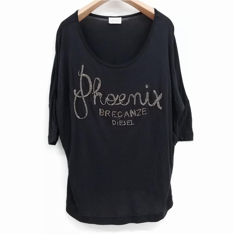 DIESEL レディースカットソーＳ DIESEL（ディーゼル） カットソー Tシャツ 半袖 ボートネック ビジュー