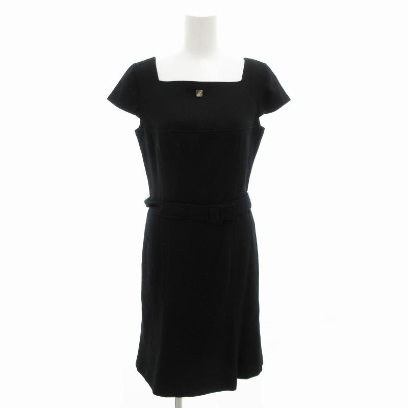クレージュ courreges ワンピース シルバー金具 半袖 ひざ丈 38 クレージュ courreges ワンピース シルバー金具 半袖 ひざ丈 38