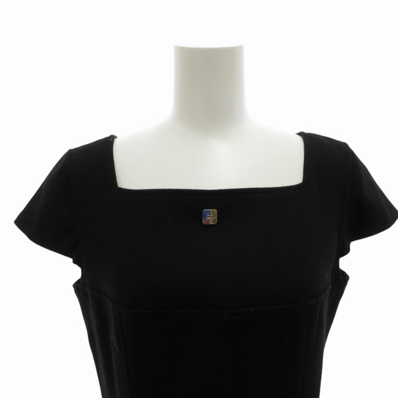 クレージュ courreges ワンピース シルバー金具 半袖 ひざ丈 38 クレージュ courreges ワンピース シルバー金具 半袖 ひざ丈 38