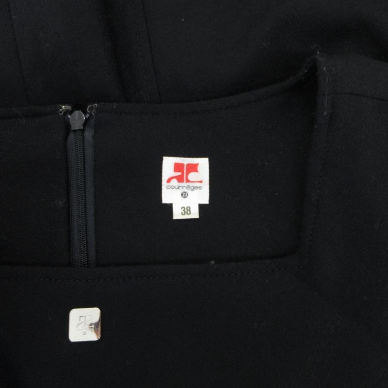 クレージュ courreges ワンピース シルバー金具 半袖 ひざ丈 38 クレージュ courreges ワンピース シルバー金具 半袖 ひざ丈 38