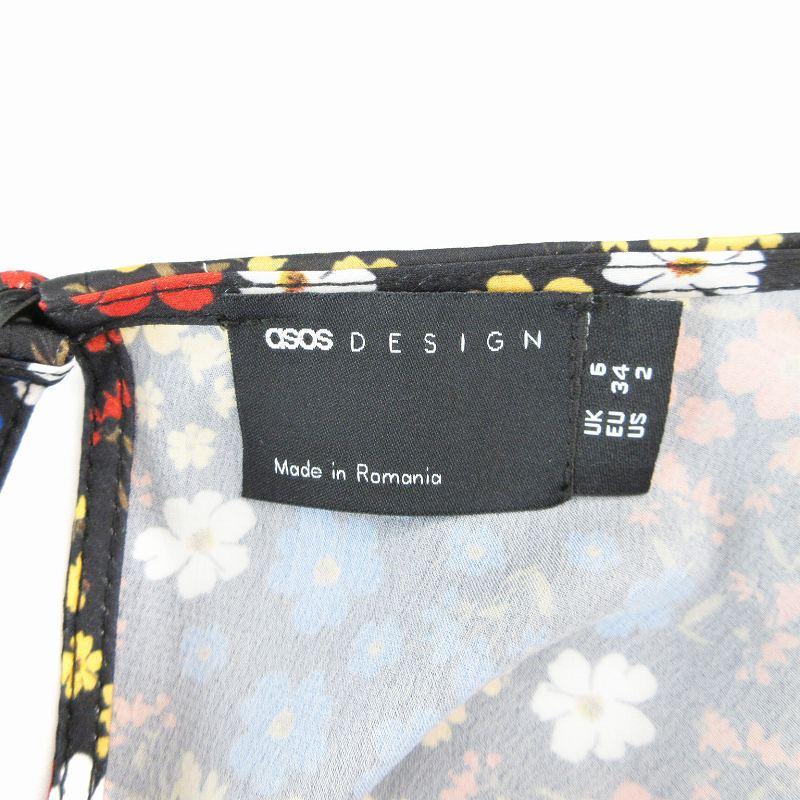 エイソス asos ブラウス シャツ 花柄 オープンバック パフスリーブ 