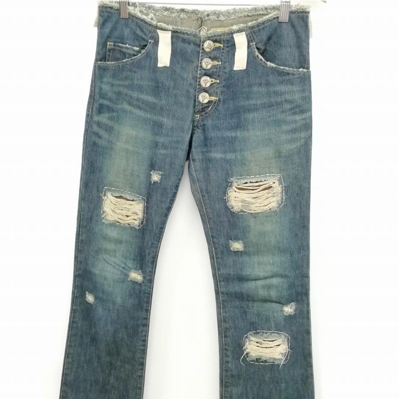 バックボーン BACK BONE レザー 切替 カットオフ デニム パンツ  