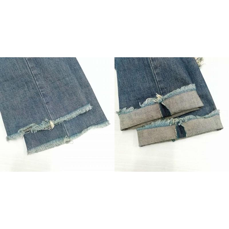 BACK BONE バックボーン レザー 切替 カットオフ デニム パンツ 