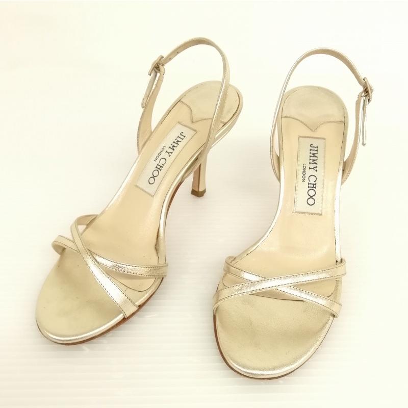 ジミーチュウ JIMMY CHOO ストラップ ヒール サンダル 35 シャンパン 