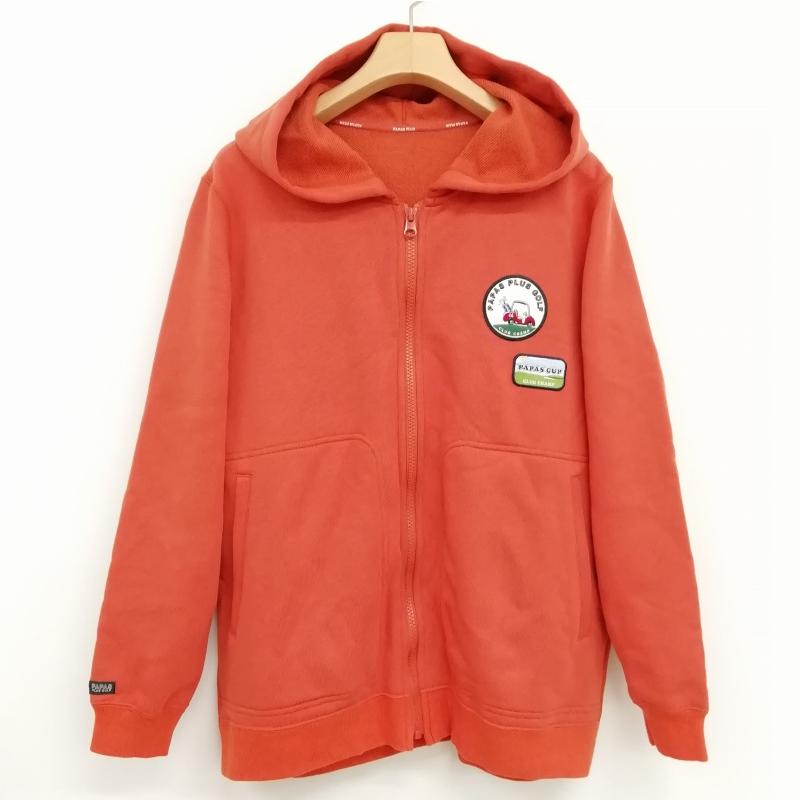 パパス Papas PLUS GOLF ワッペン バックプリント スウェット ジップ 